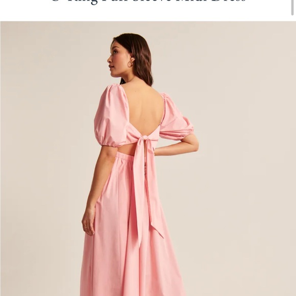 O Ring Puff Sleeve Midi Dress - Picture 2 of 7